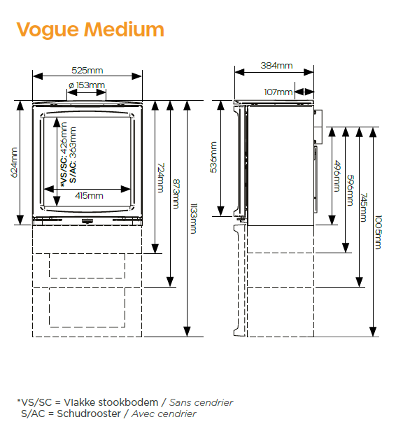 Vogue houtkachel – Medium Dimensions